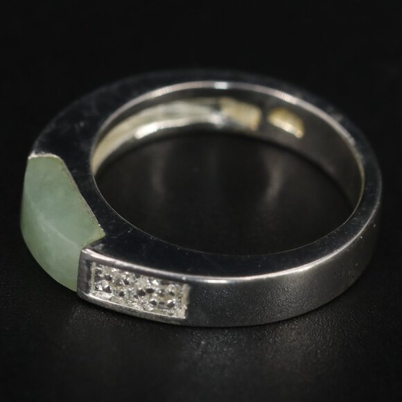 Expensive Genuine Jade Diamonds Ring Ring Sterling SilverHong Kong Designs US 5 - Picture 3 of 7
